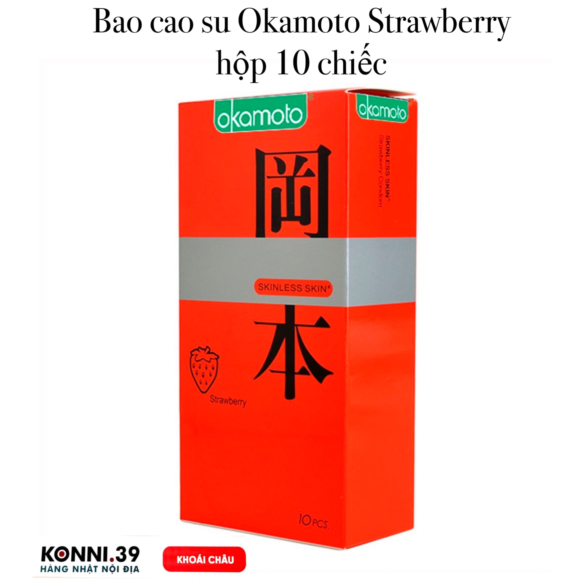 Bao cao su Okamoto Strawberry hộp 10 chiếc