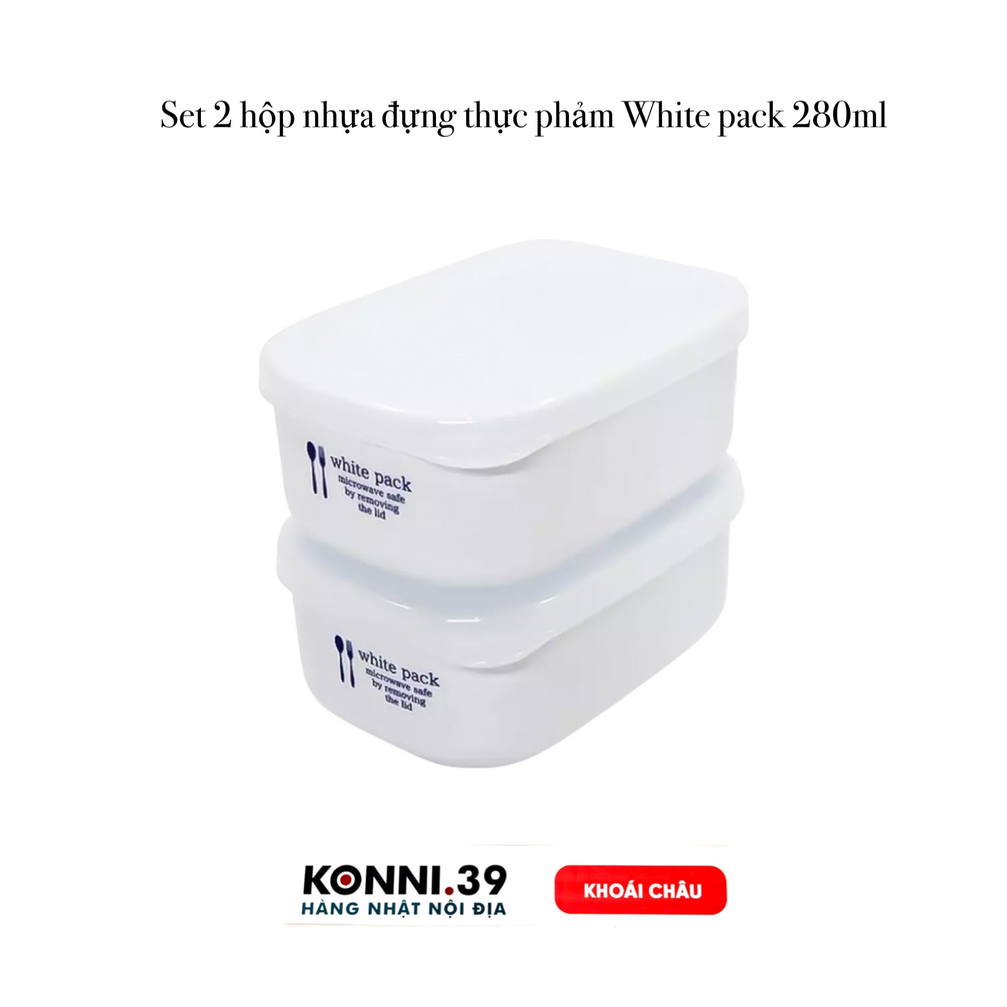 Set 2 hộp nhựa đựng thực phảm White pack 280ml