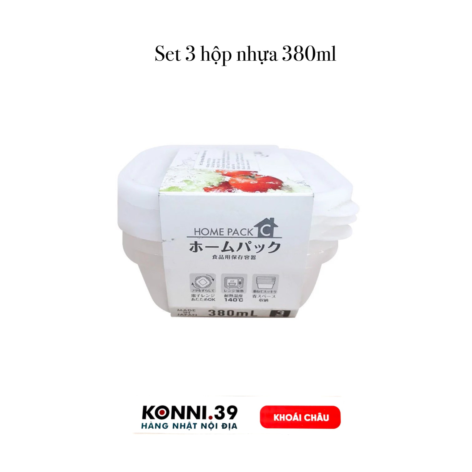 Set 3 hộp nhựa 380ml