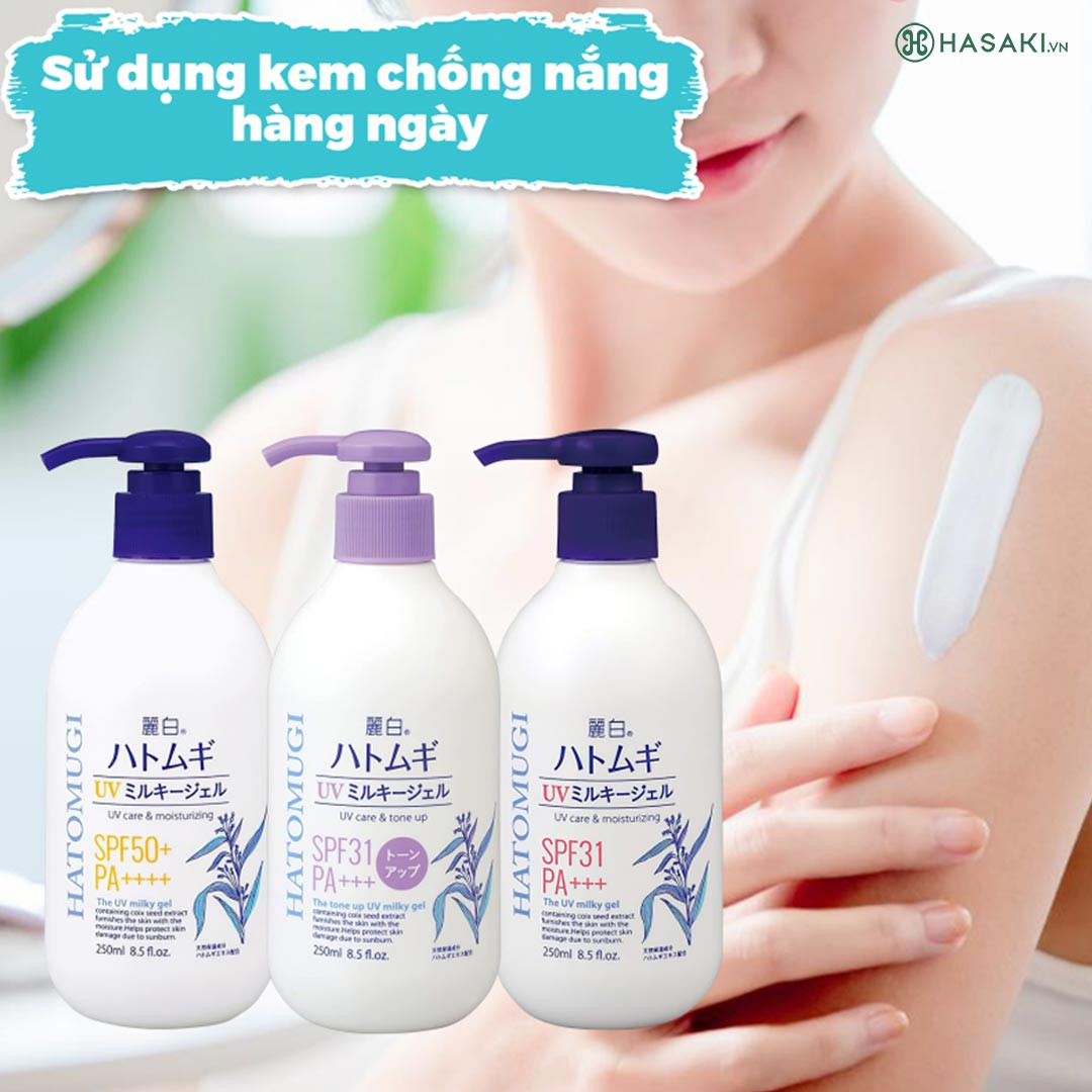 Sữa dưỡng thể Hatomugi dưỡng ẩm và nâng tông da SPF31+ chai 250ml