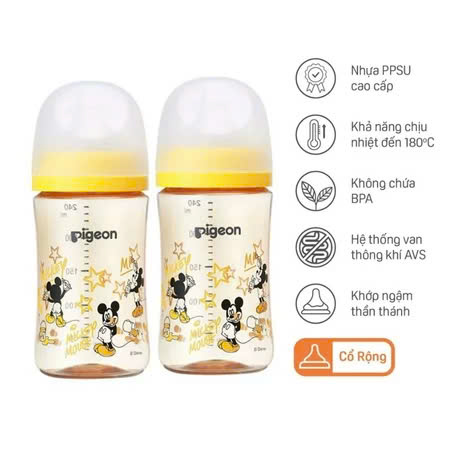 Bình Sữa Pigeon Cổ Rộng 240Ml Hình Ngôi Sao