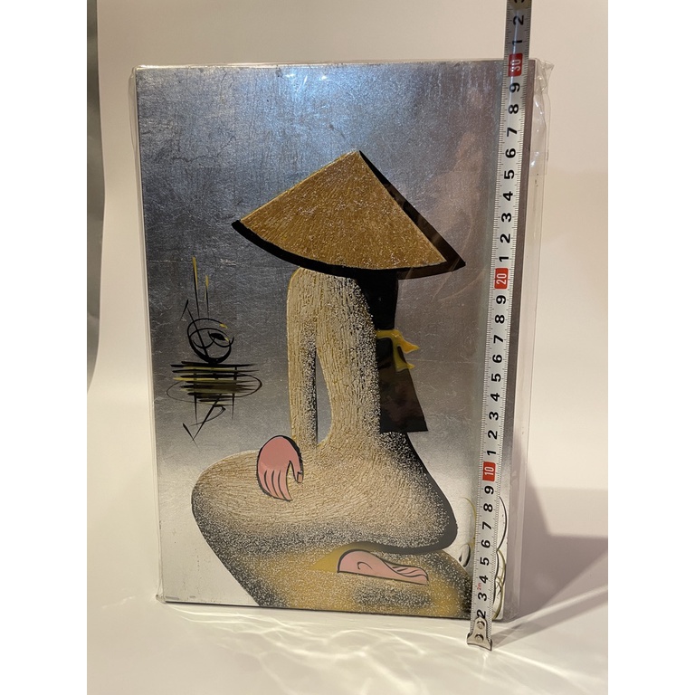 Tranh Gỗ Hình Cô Gái Áo Dài Việt Nam, Tranh Cảnh Cô Gái Ngồi Cạnh Bờ Sôngg,  20X30 Cm, Móc Treo