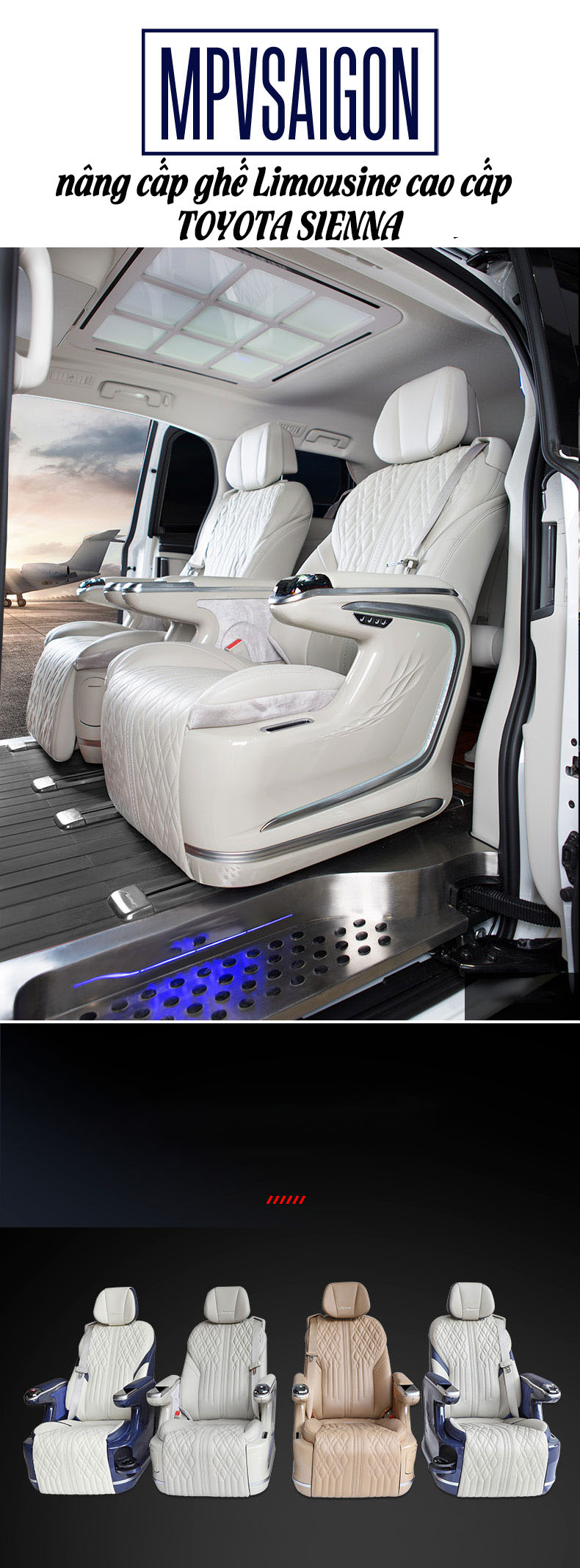 nâng cấp độ ghế limousine Toyota Sienna 