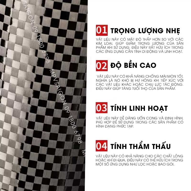 Vải carbon fiber 3K dệt cho nội thất ô tô C10