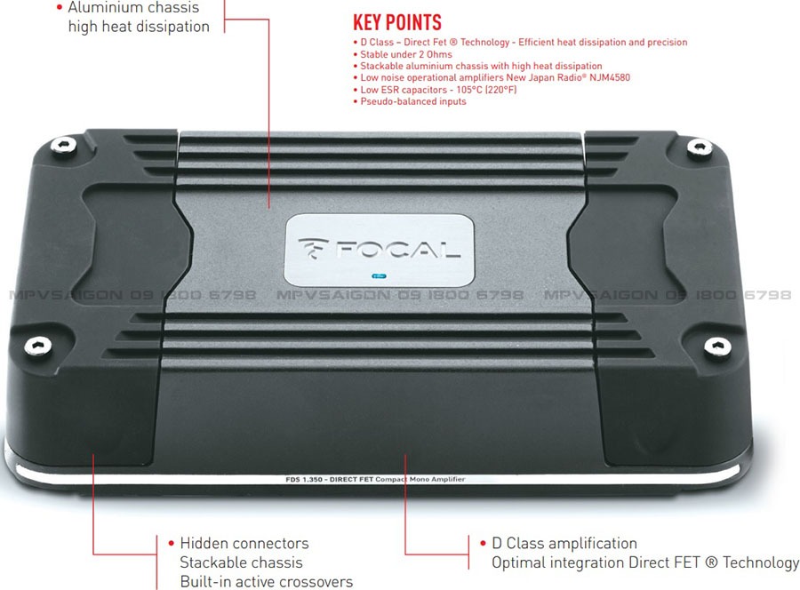 Focal FDS 1.350 - amply công suất cao cho sub hơi 10–12 inch