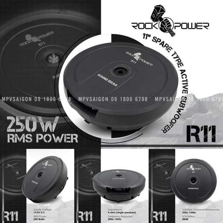 Loa sub Rockopower R11 250W RMS đặt bánh xe dự phòng