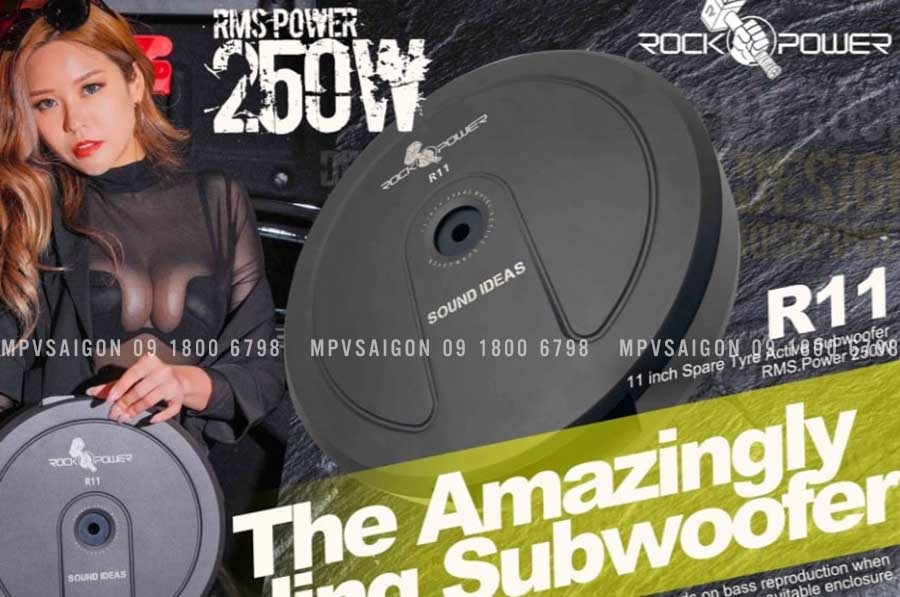 Loa sub Rockopower R11 250W RMS đặt bánh xe dự phòng