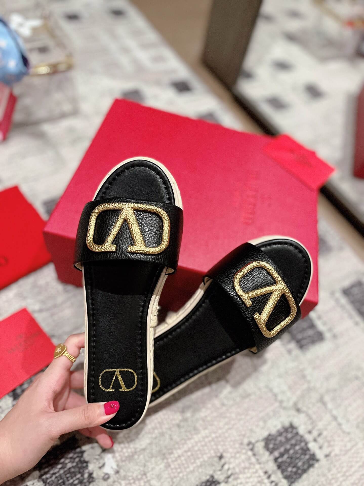 VALEN Raffia Slides