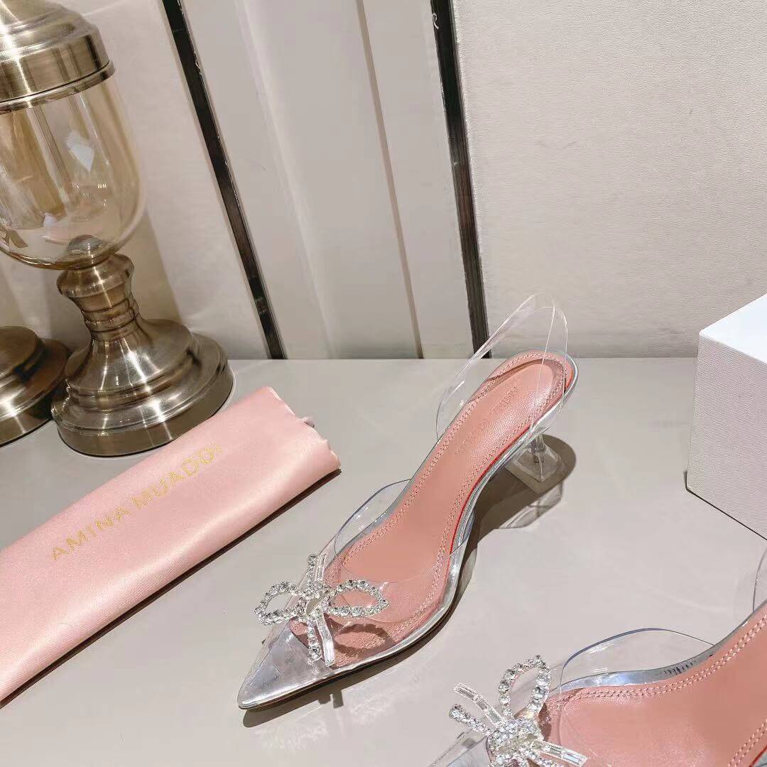 Amina Muaddi PVC Mid Heels