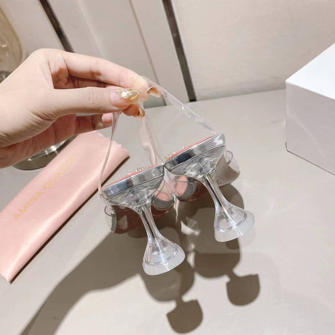 Amina Muaddi PVC Mid Heels