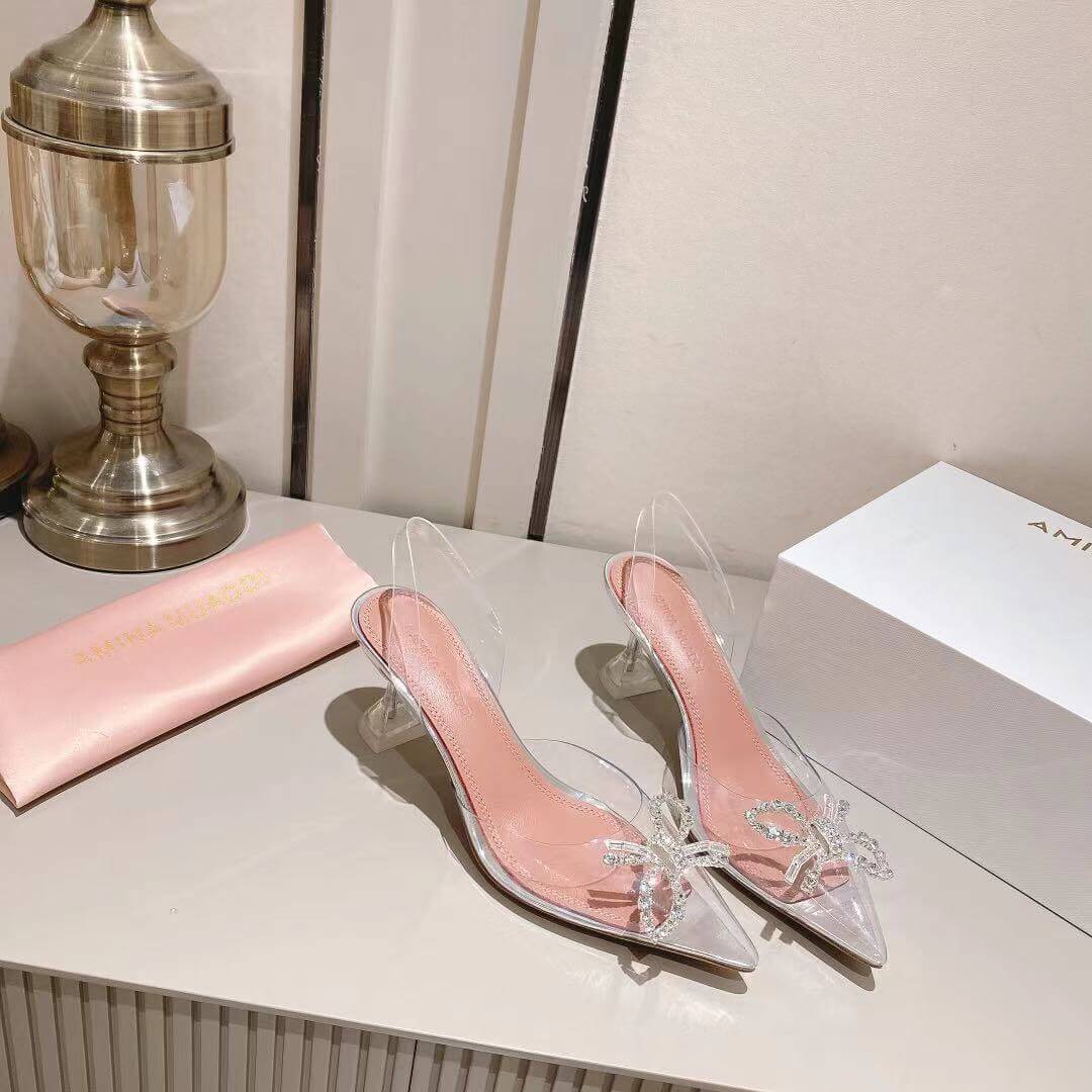 Amina Muaddi PVC Mid Heels