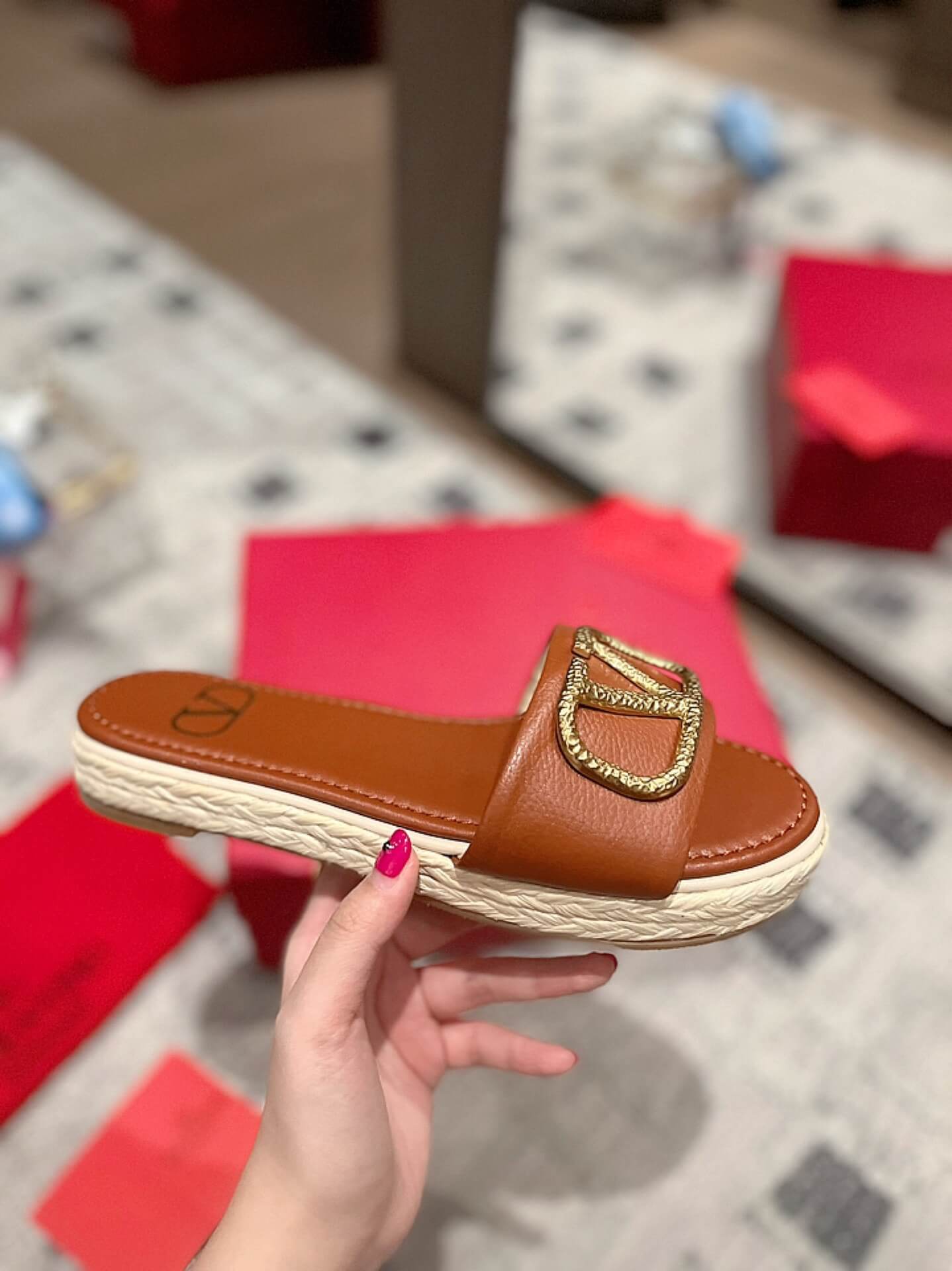 VALEN Raffia Slides