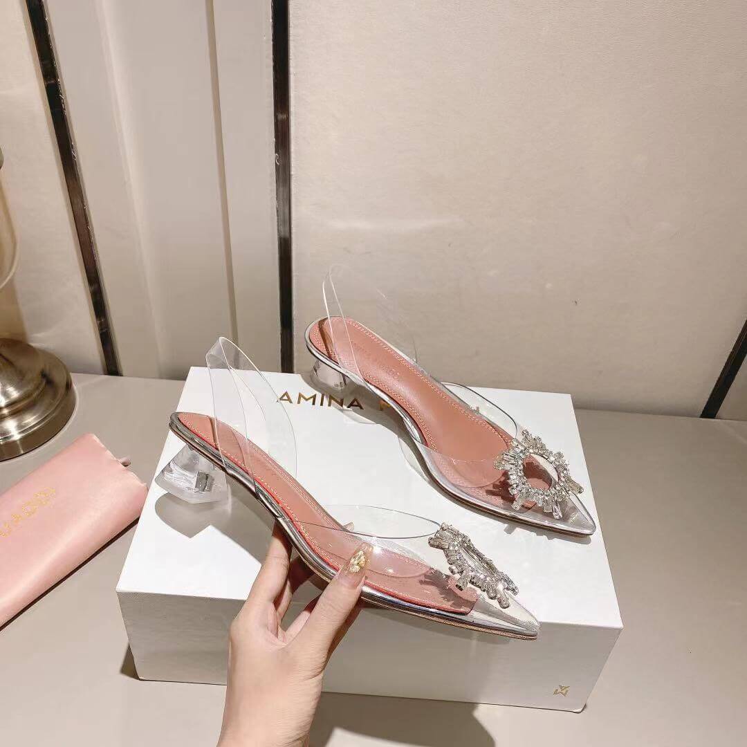 Amina Muaddi PVC Low Heels