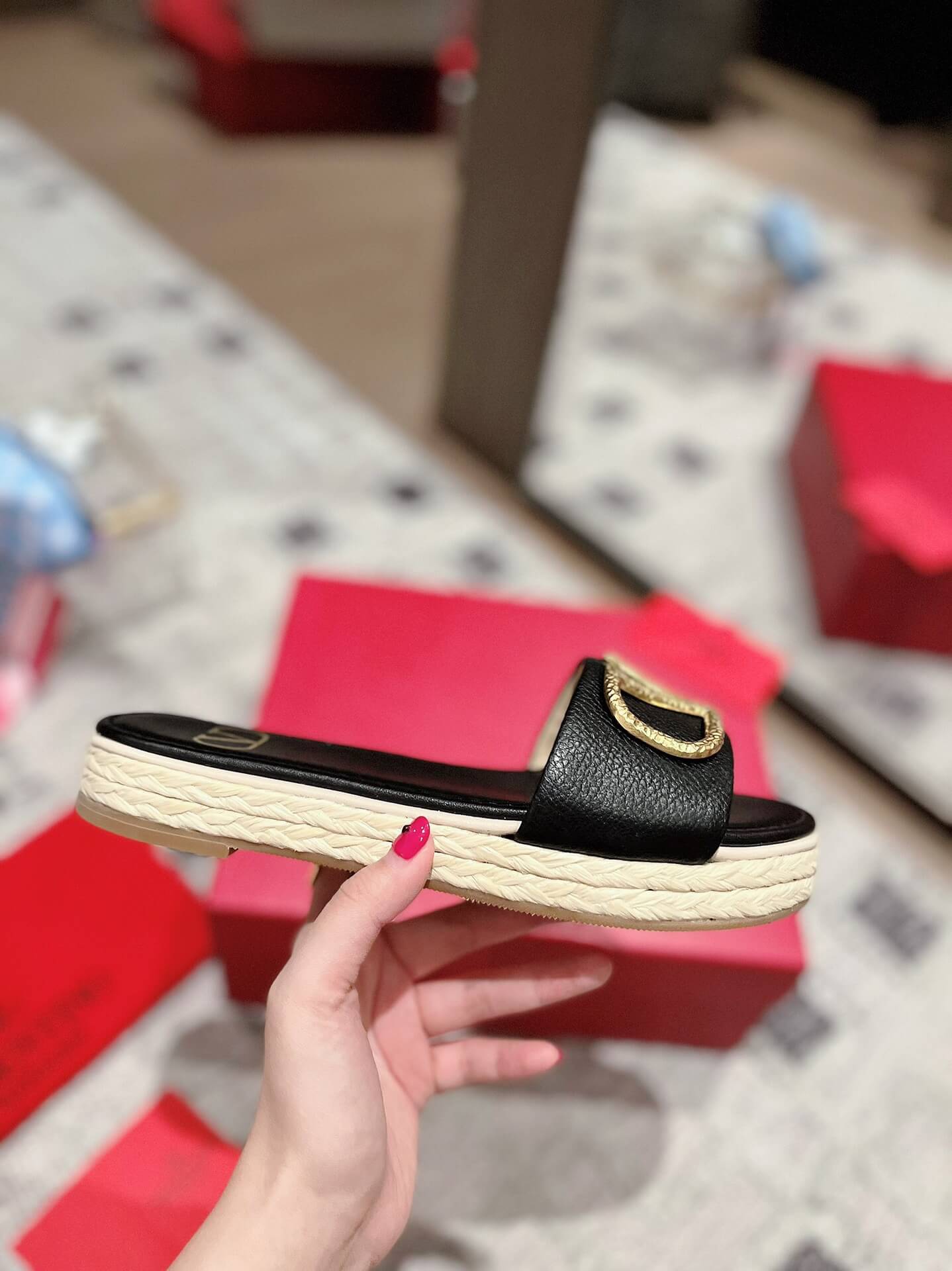 VALEN Raffia Slides