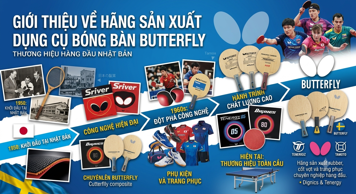 Giới Thiệu Về Hãng Sản Xuất Dụng Cụ Bóng Bàn Butterfly