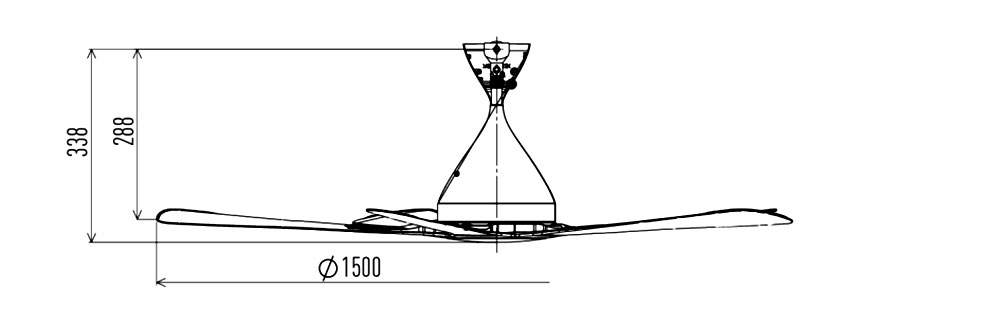 Kích thước lắp đặt Quạt trần Panasonic F60GFN Đèn LED