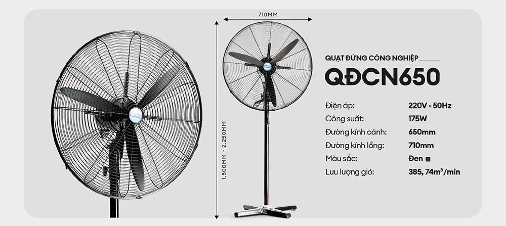 Quạt cây công nghiệp điện cơ 91 QD-CN650