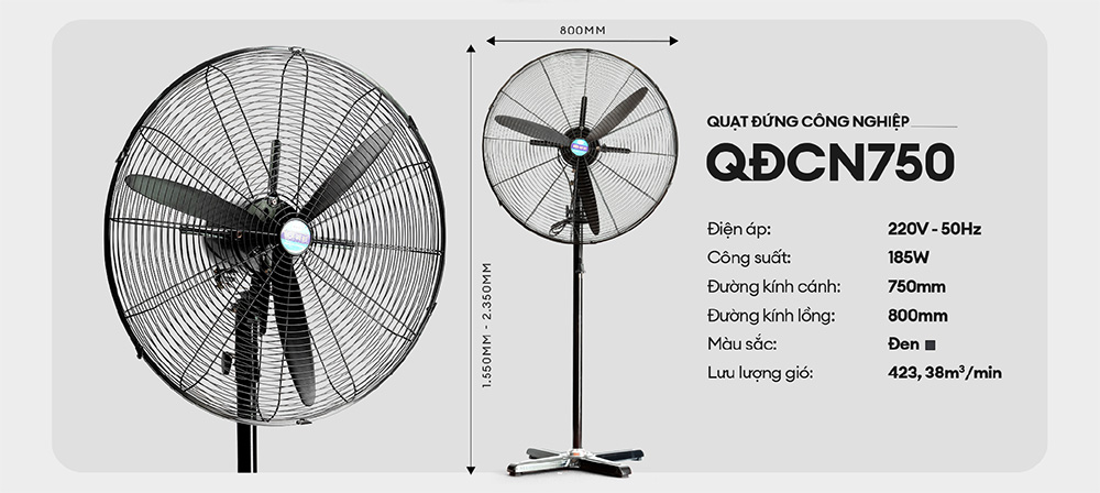 Quạt cây công nghiệp điện cơ 91 QD-CN750