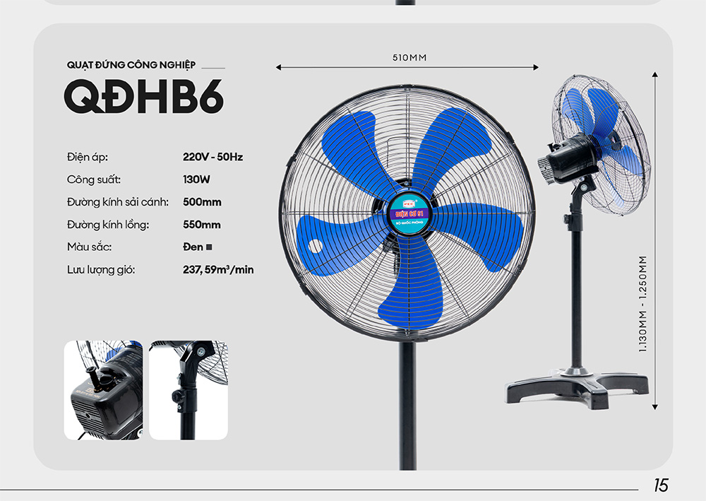 Quạt cây công nghiệp điện cơ 91 QĐ-HB6
