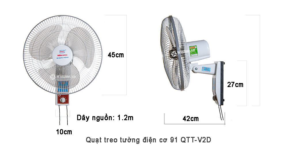 Quạt treo tường điện cơ 91 QTT-V2D