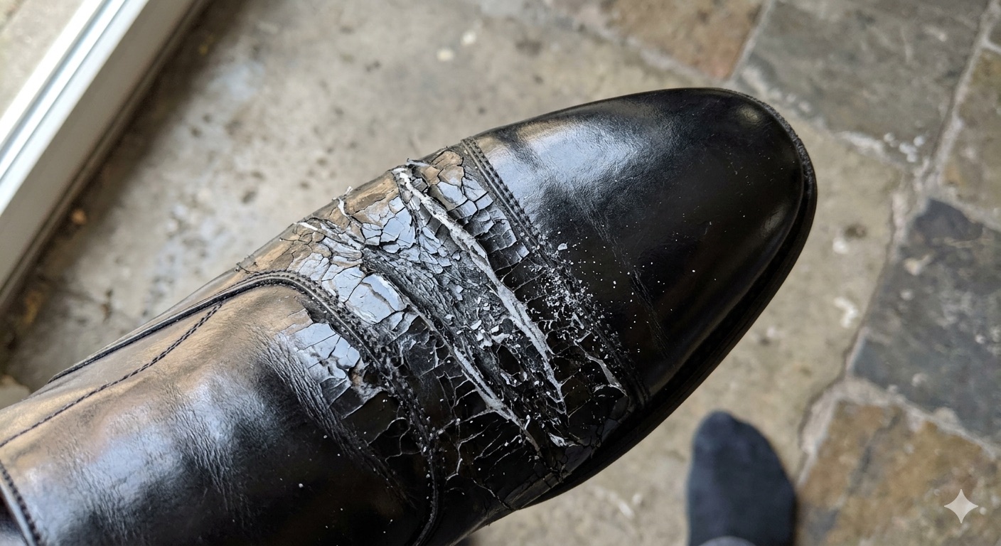 Đánh xi giày sai vị trí gây nứt sáp