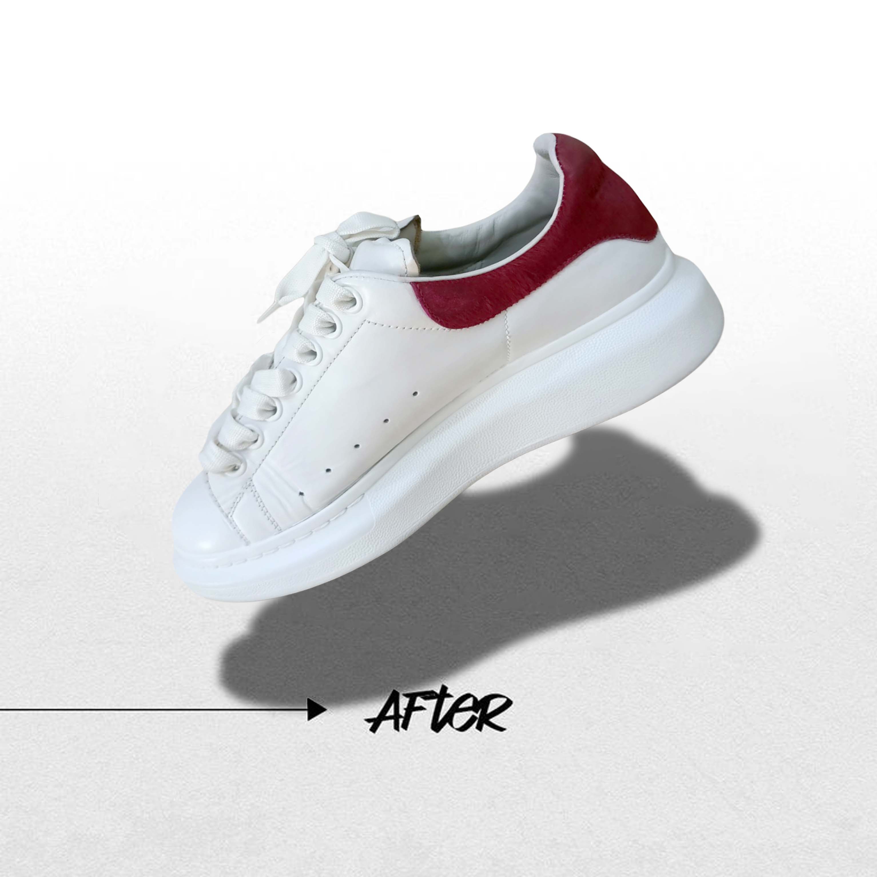 Giày sneaker sau khi trám matit và repaint