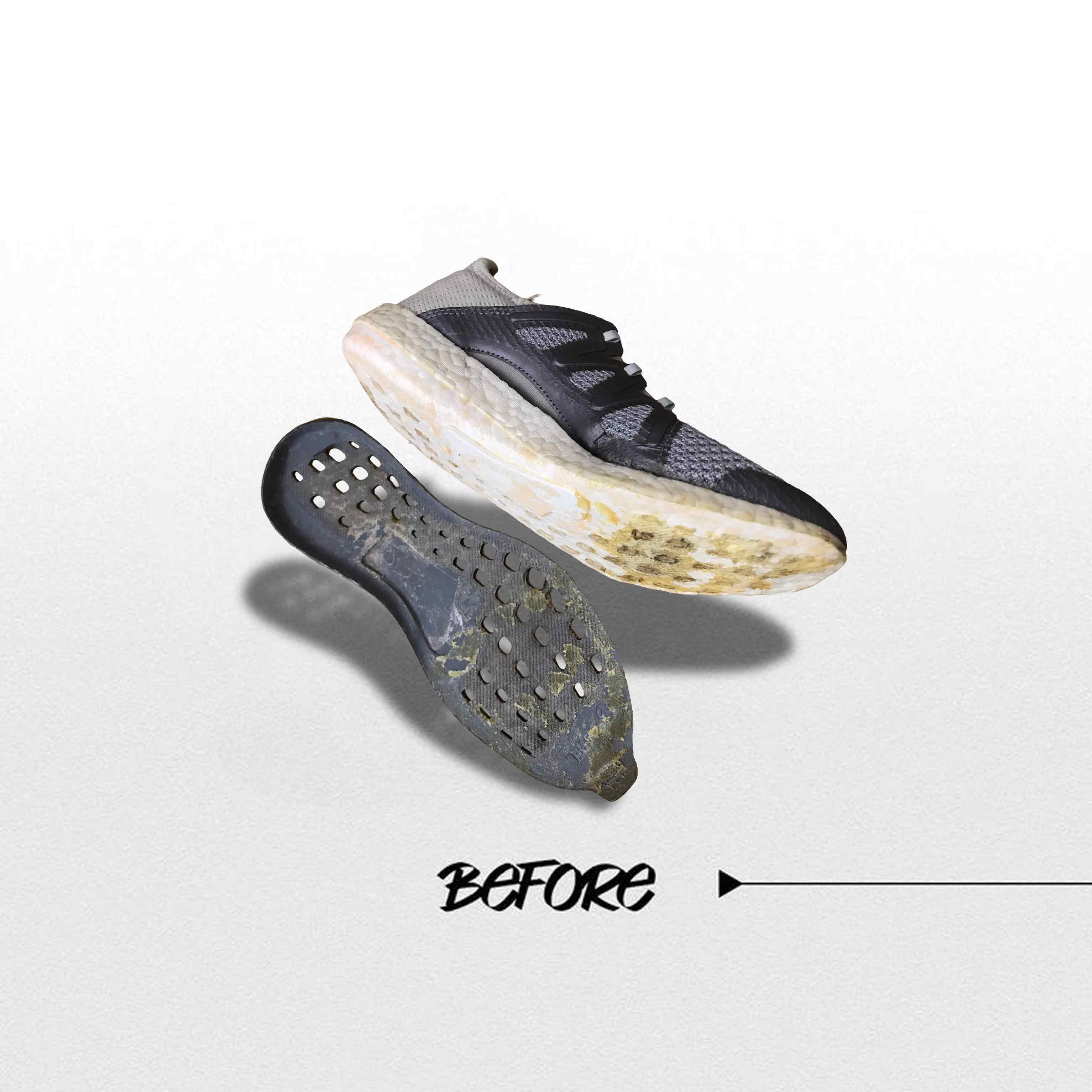 Giày sneaker bị bong toàn bộ đế nhựa