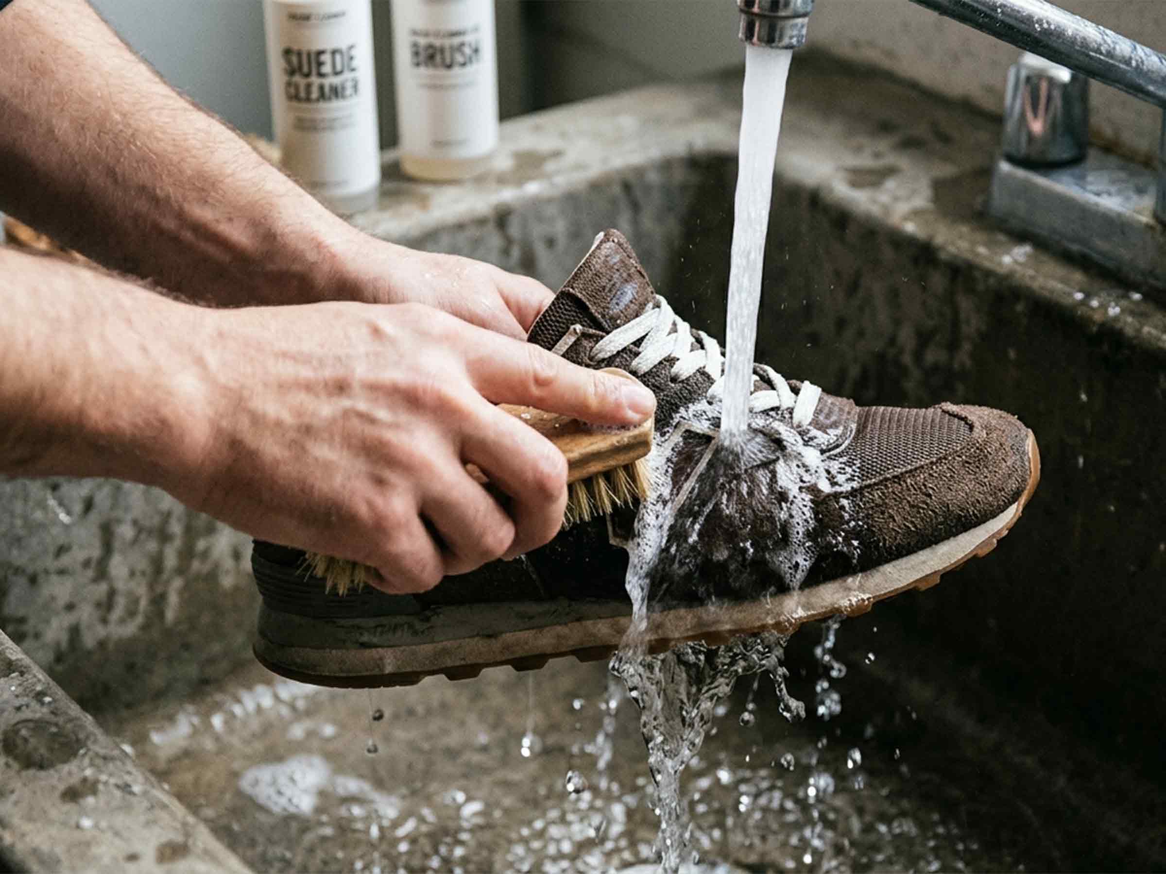 Dùng quá nhiều nước vệ sinh giày da