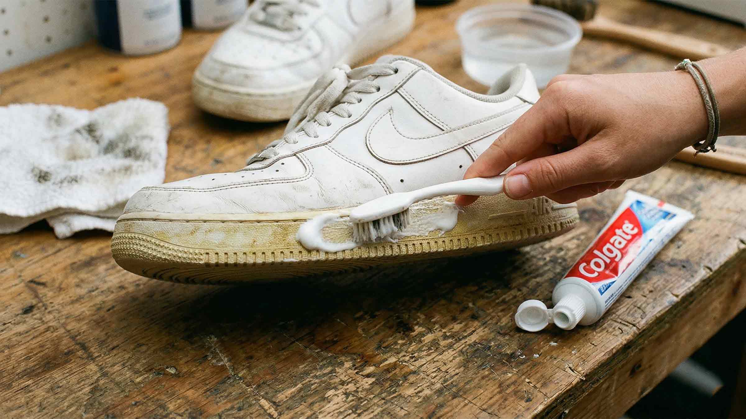 Sử dụng kem đánh răng làm trắng đế giày sneaker