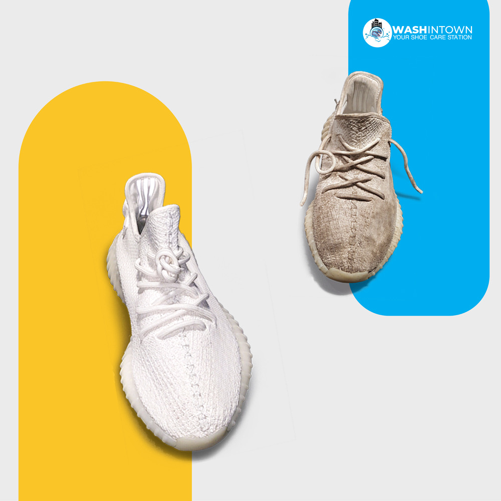 Vệ sinh giày Adidas trắng đế Boost và vải Primeknit