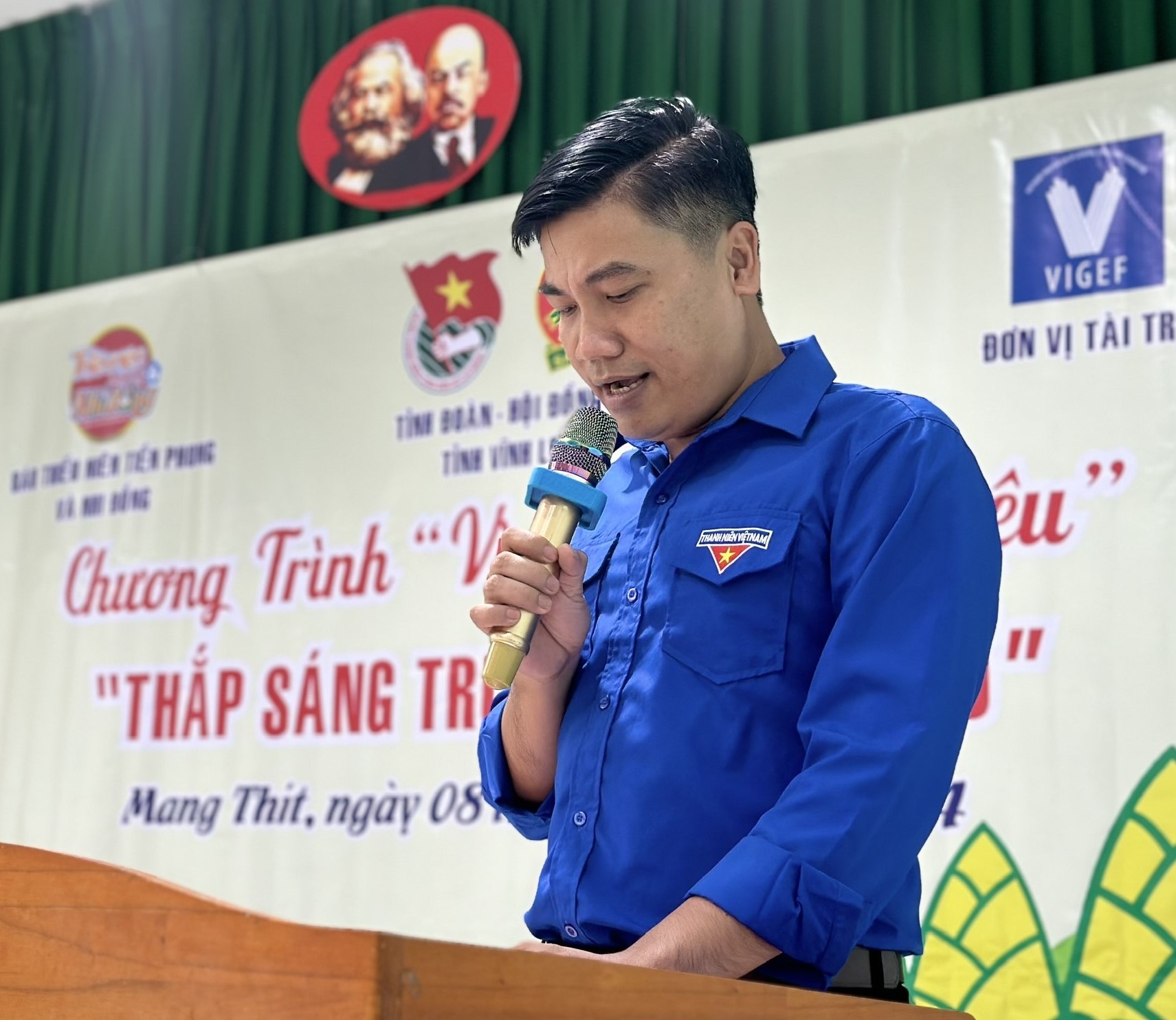 Anh Trần Hải Đăng phát biểu trong chương trình. 