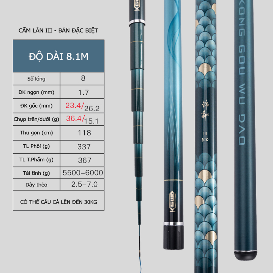 Cần Câu Đài Săn Hàng Lão Ngư Cẩm Lân Thế Hệ 3