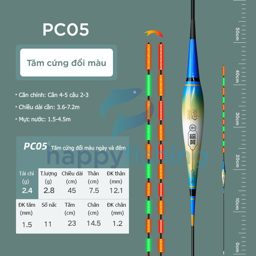 Phao Câu Đài Ngày Và Đêm Đổi Màu, Phao Đèn Câu Ngày Và Đêm Tăm Cứng FUYI 2022