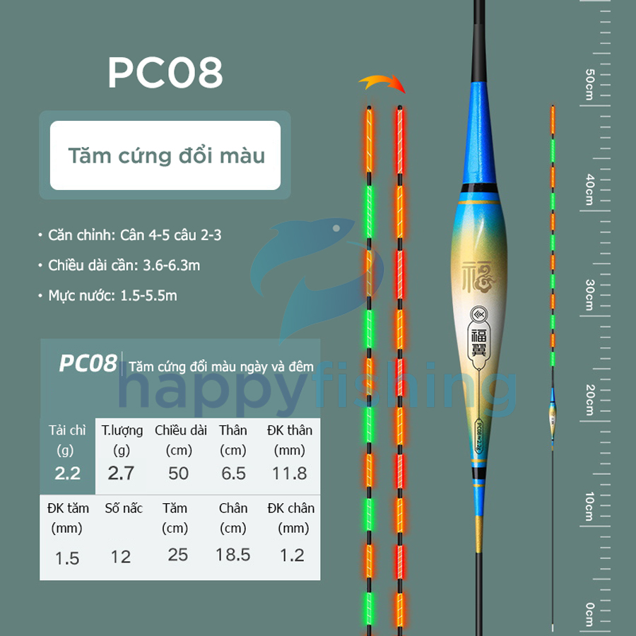 Phao Câu Đài Ngày Và Đêm Đổi Màu, Phao Đèn Câu Ngày Và Đêm Tăm Cứng FUYI 2022