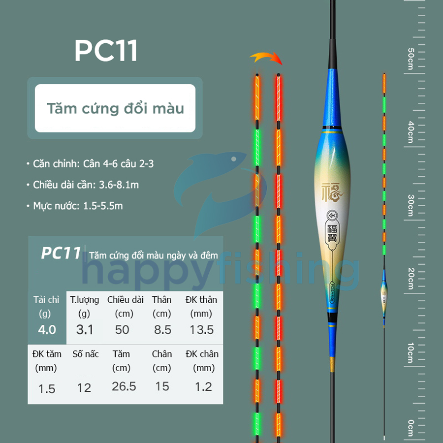 Phao Câu Đài Ngày Và Đêm Đổi Màu, Phao Đèn Câu Ngày Và Đêm Tăm Cứng FUYI 2022