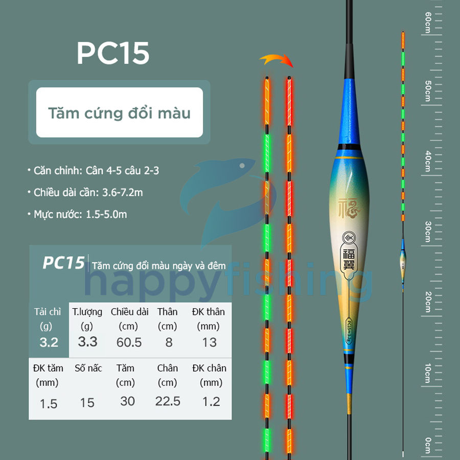 Phao Câu Đài Ngày Và Đêm Đổi Màu, Phao Đèn Câu Ngày Và Đêm Tăm Cứng FUYI 2022