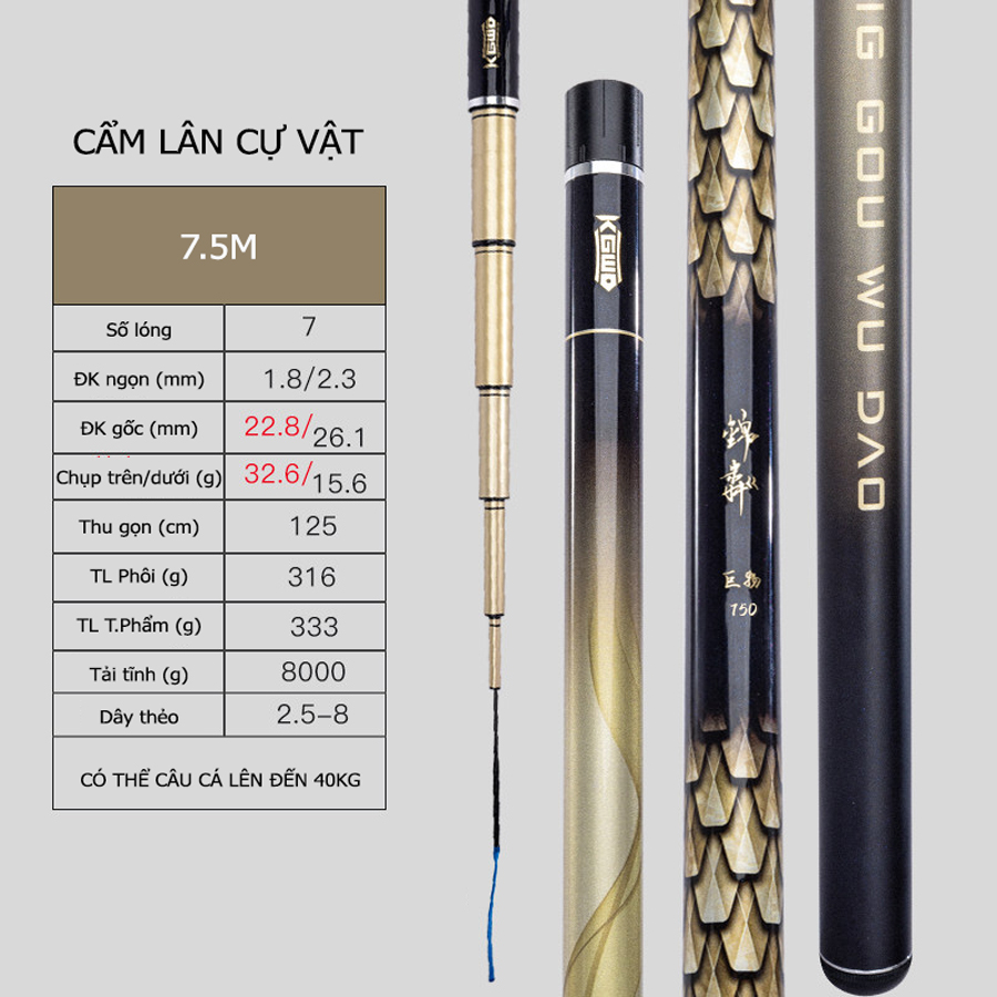 Cần Câu Đài Săn Hàng Lão Ngư Cẩm Lân Cự Vật Tải Tĩnh 8000G