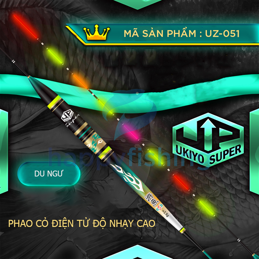 Phao Cỏ Điện Tử Chuyên Cá Nhát, Phao Đèn Câu Đài Chuyên Rô Phi UKIYO UZ-051 (Du Ngư)