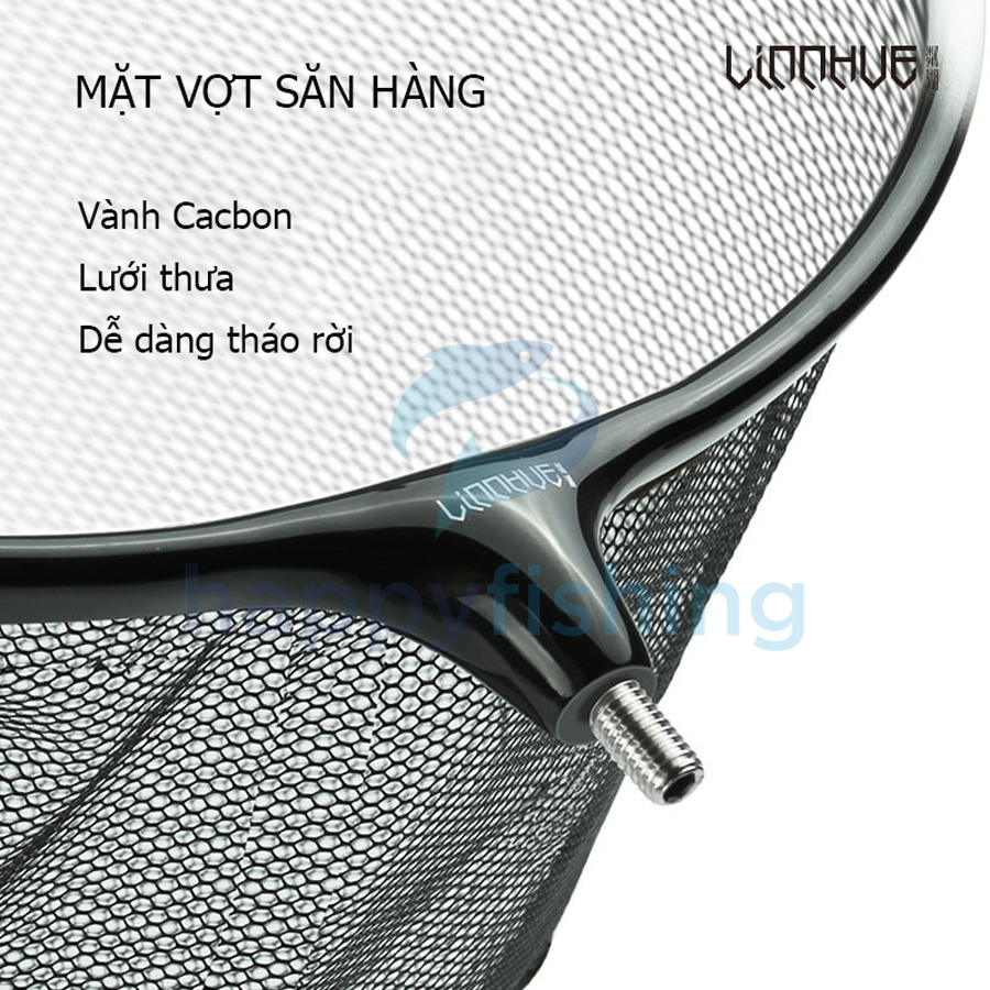 Mặt Vợt Câu Đài, Mặt Vợt Săn Hàng Carbon Lưới Thưa LINNHUE