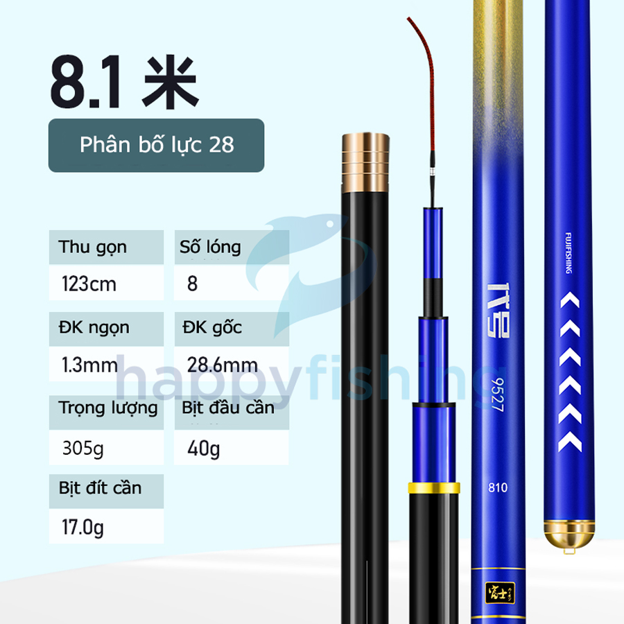 Cần Câu Đài, Cần Câu Carbon Siêu Nhẹ Siêu Cứng FUJI 9527