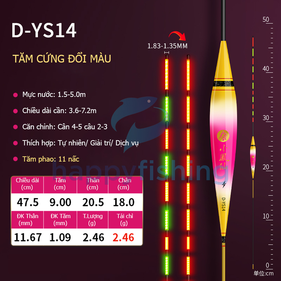 Phao Câu Đài Ngày Và Đêm Tăm Cứng Đổi Màu Thế Hệ Mới