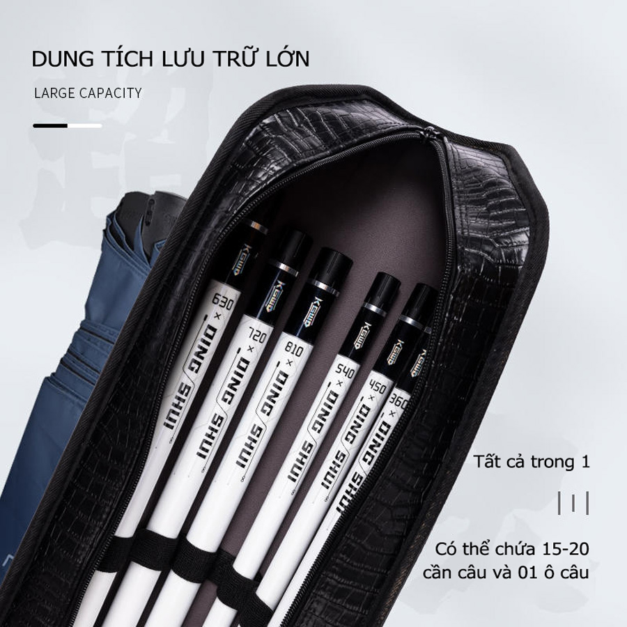 Bao Đựng Cần Câu Lão Ngư Vân Da Cá Sấu Phiên Bản Mở Rộng