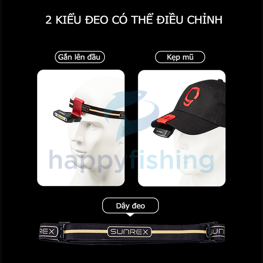 Đèn Đeo Đầu Câu Cá, Đèn Pin Đeo Đầu, Đèn Đội Đầu Cao Cấp Sunrei H100