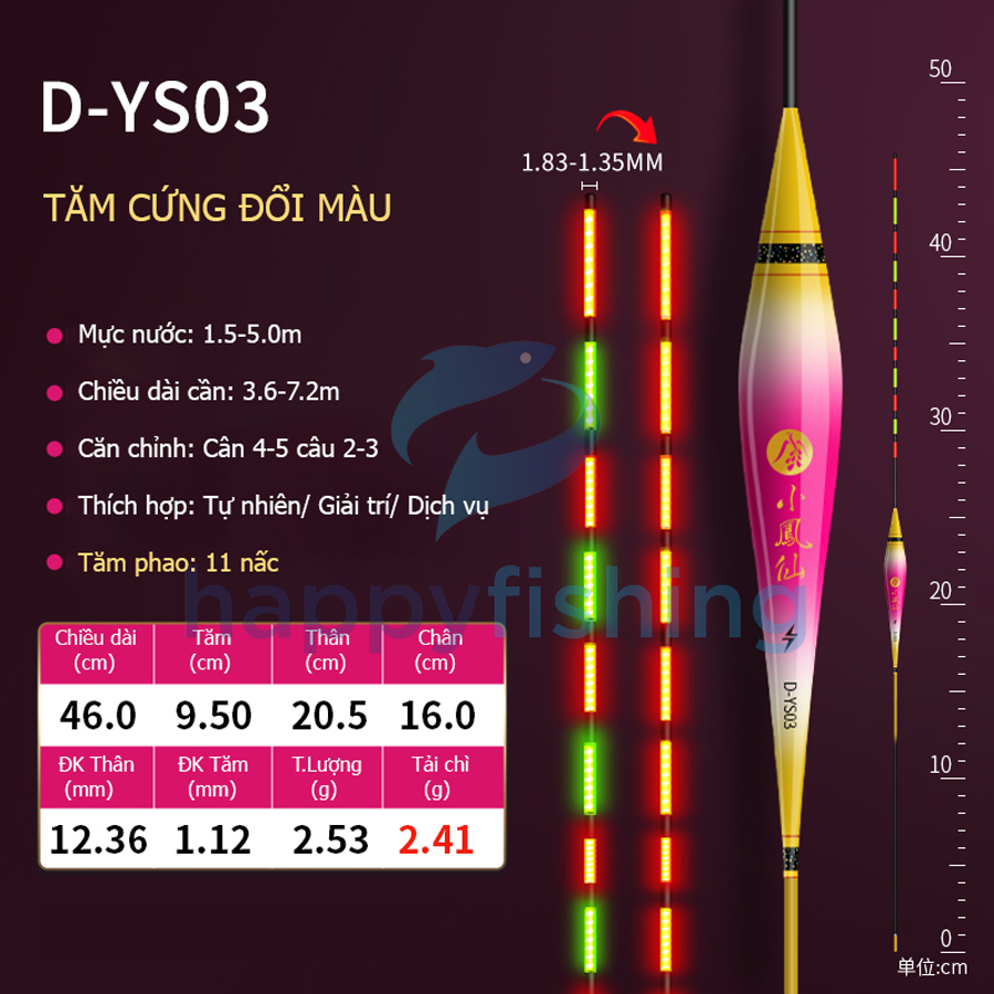 Phao Câu Đài Ngày Và Đêm Tăm Cứng Đổi Màu Thế Hệ Mới