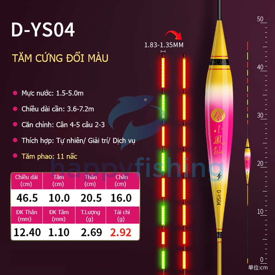 Phao Câu Đài Ngày Và Đêm Tăm Cứng Đổi Màu Thế Hệ Mới