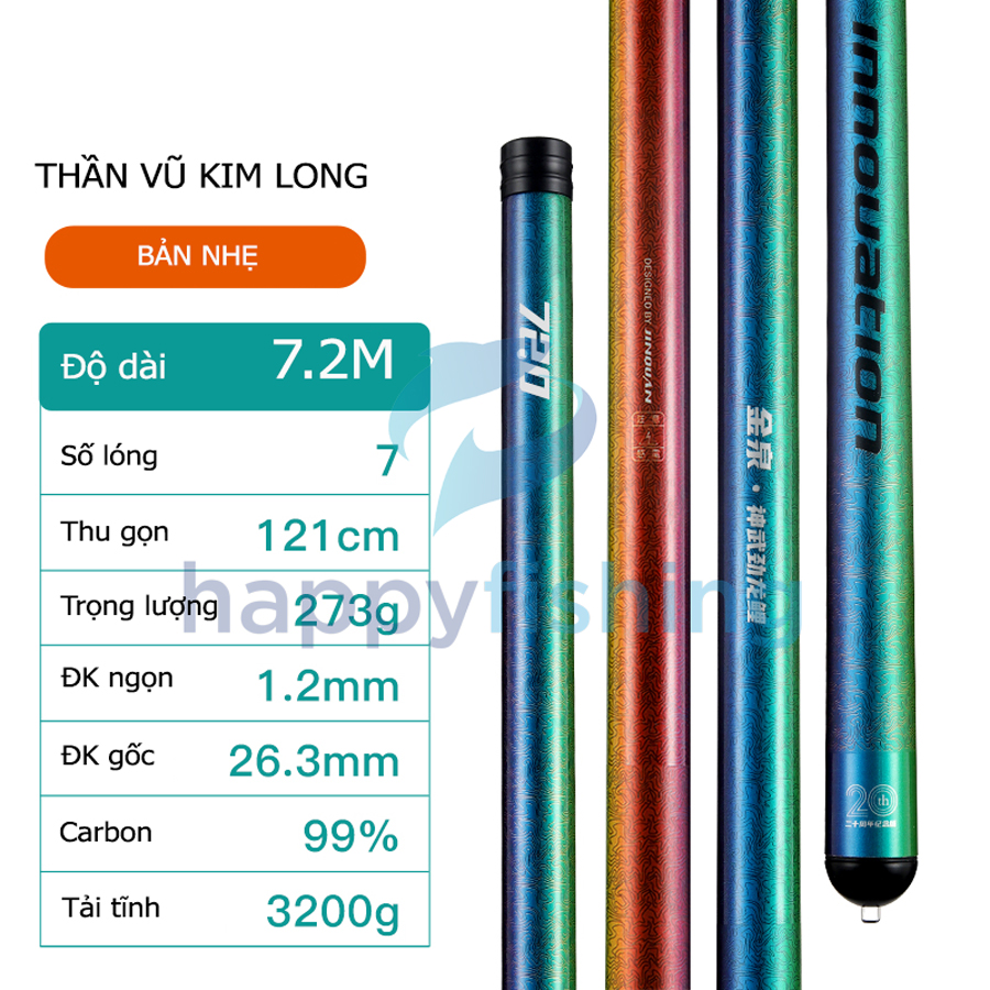 Cần Câu Tay, Cần Câu Đài JINQUAN Thần Vũ Kim Long Bản Nhẹ