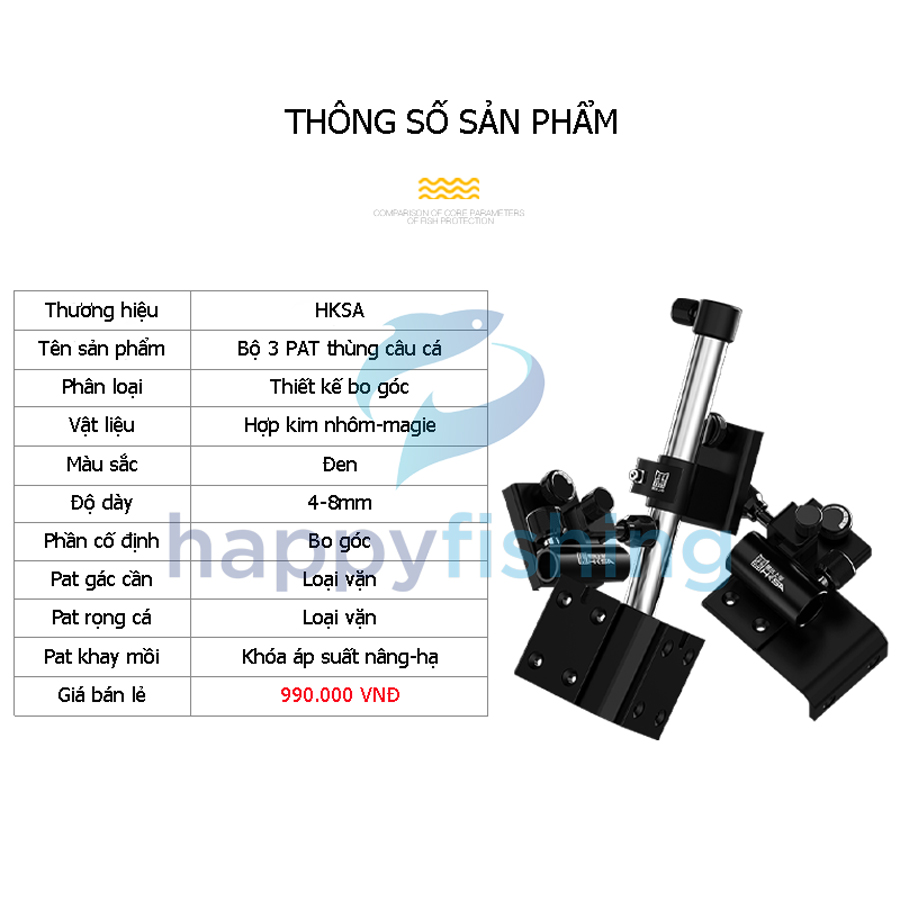 Bộ PAT Gắn Thùng, Bộ Phụ Kiện Thùng Câu Đài HKSA Đen