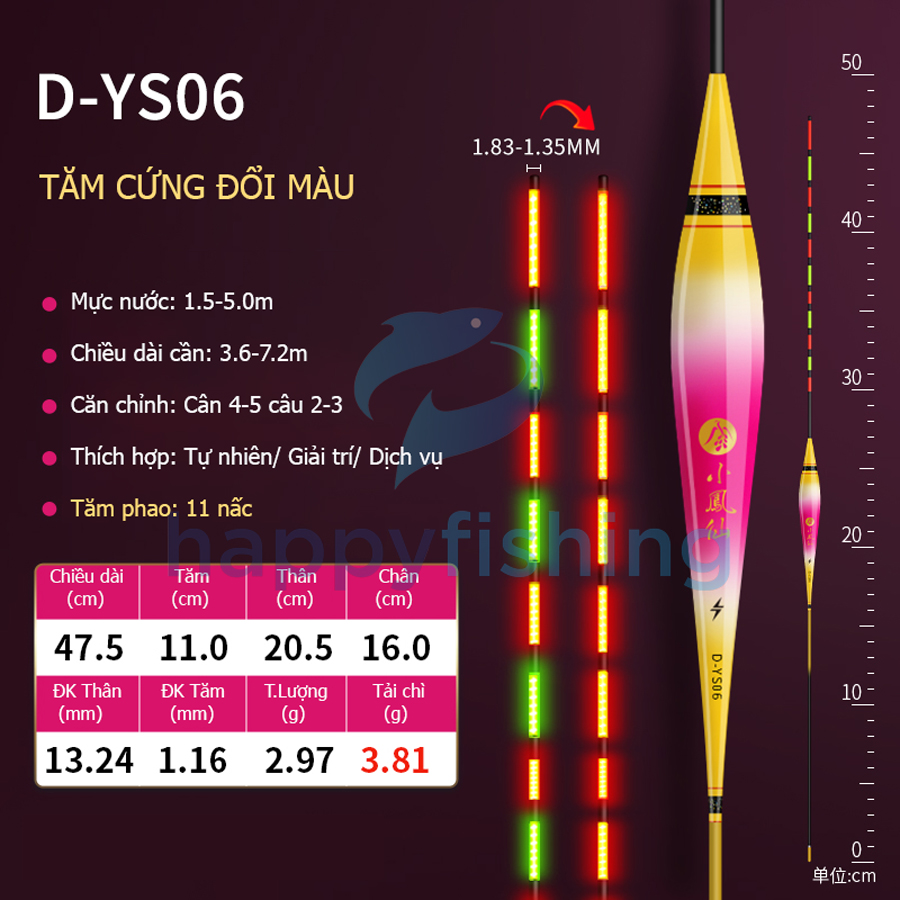 Phao Câu Đài Ngày Và Đêm Tăm Cứng Đổi Màu Thế Hệ Mới
