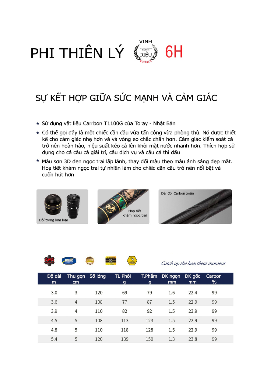 Cần Câu Đài Thi Đấu Elong Phi Thiên Lý Vinh Diệu 6H