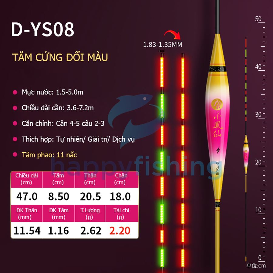 Phao Câu Đài Ngày Và Đêm Tăm Cứng Đổi Màu Thế Hệ Mới